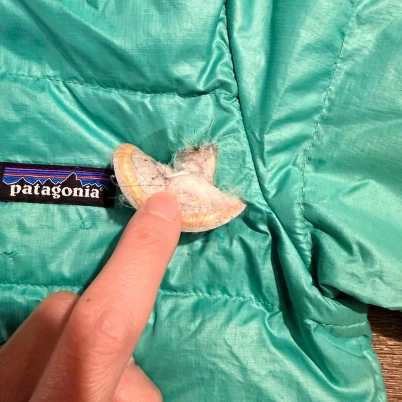 Patagonia Hi-Loft Teal Hooded Puff down Jacket 3T - Picture 6 of 8